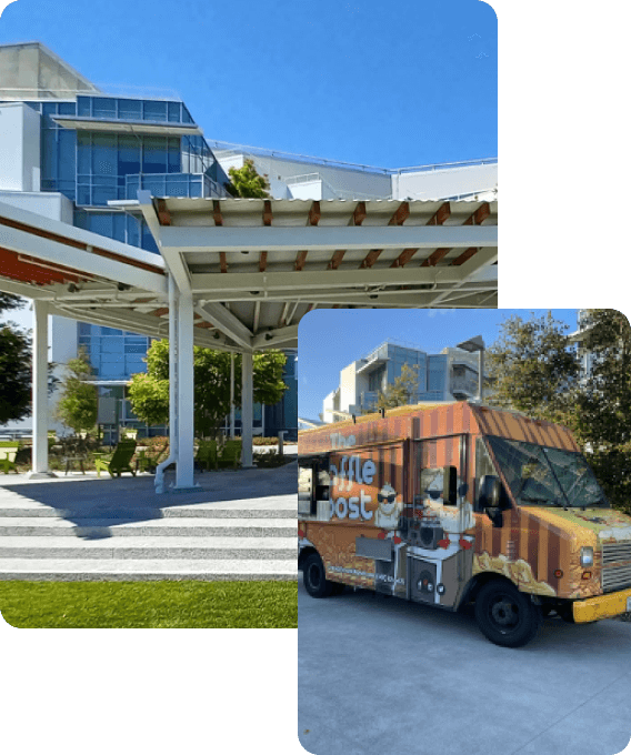 Views of Meta Campus and Event Food Truck