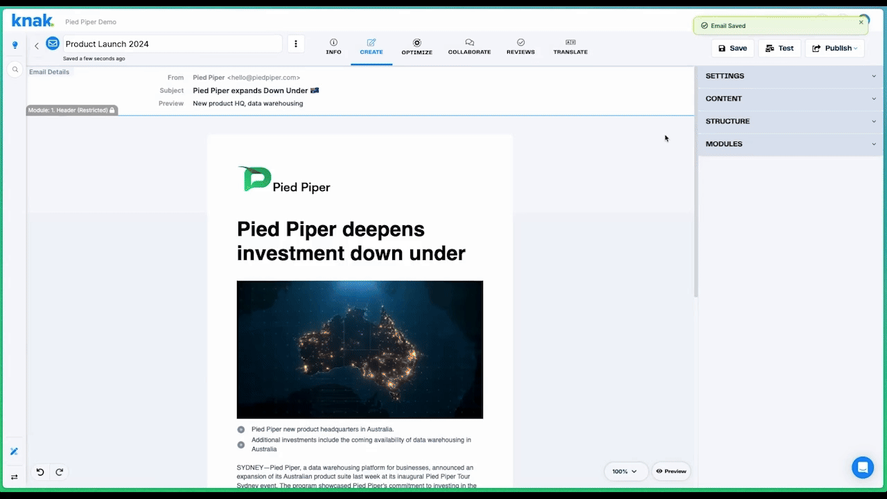 Syncing a Knak email to a Pardot program