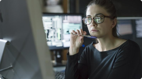 Woman looking at computer