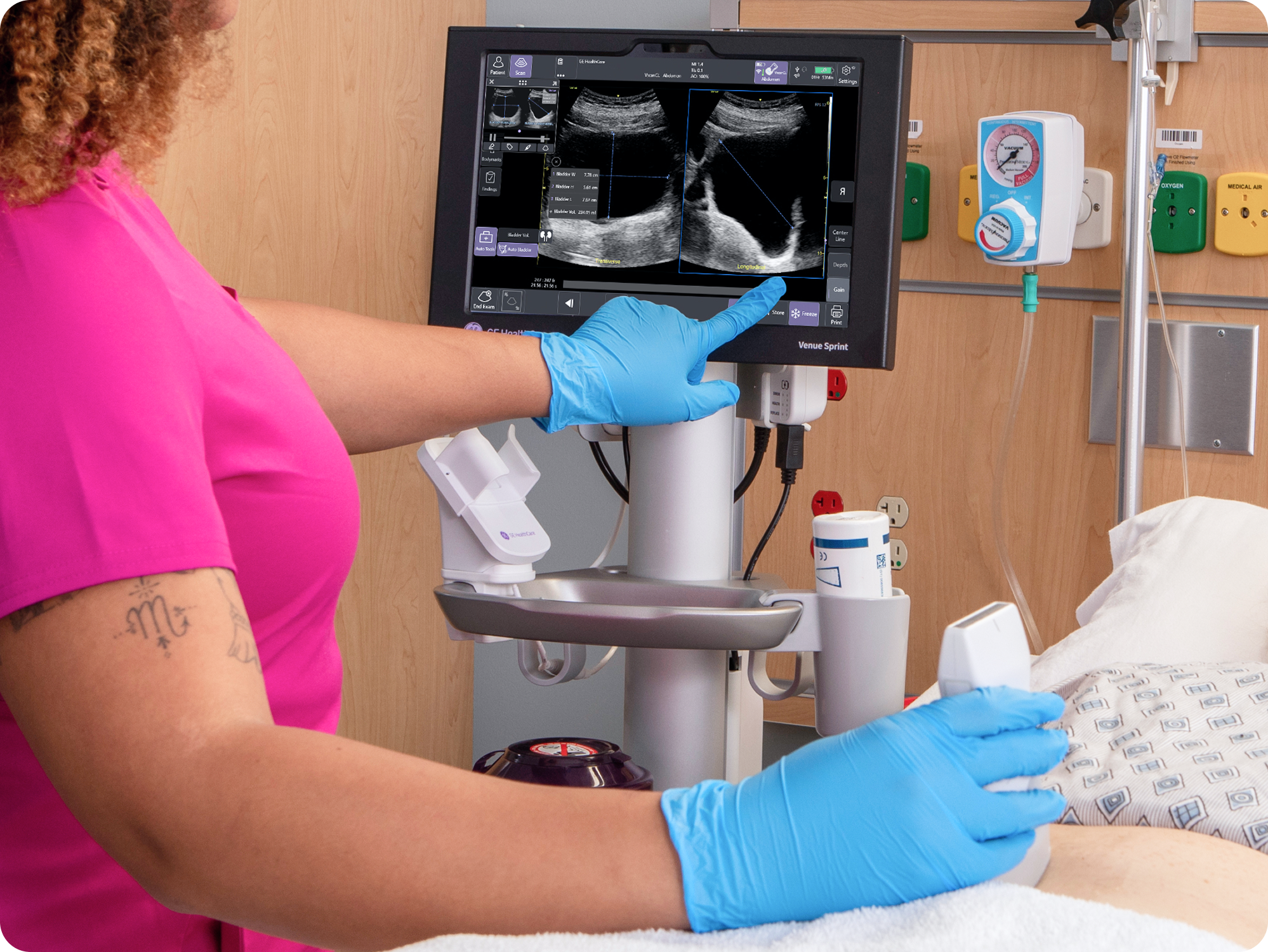 Medical professional reviewing ultrasound