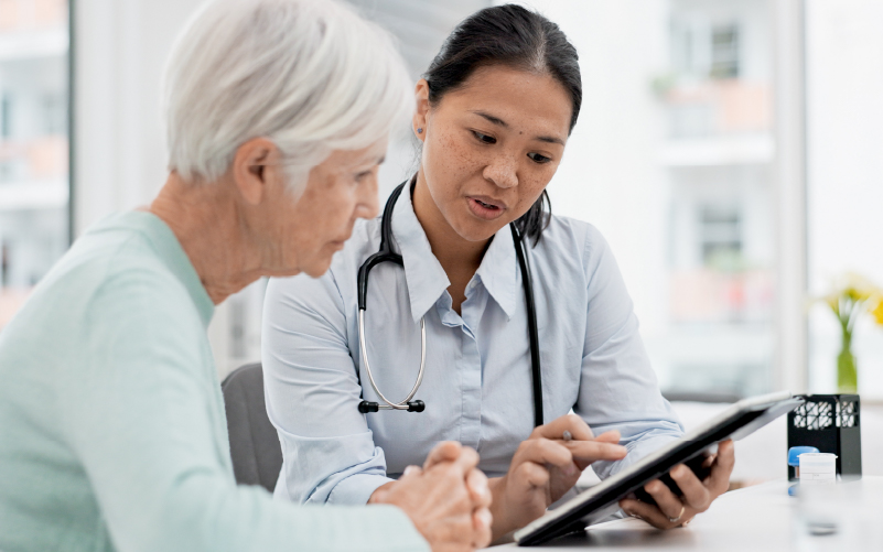 healthcare professional talking with patient