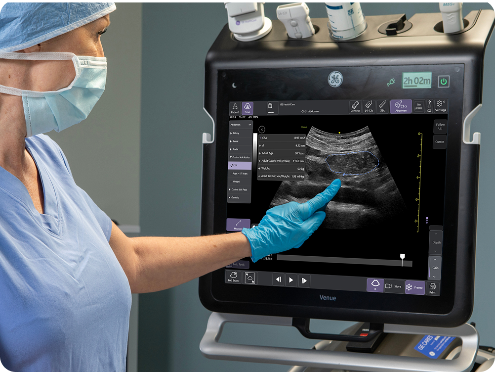 Medical professional reviewing ultrasound