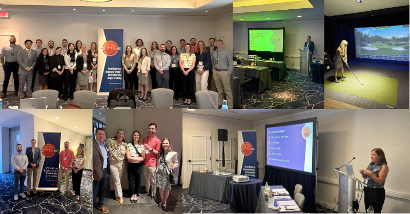 Collage of people attending conference