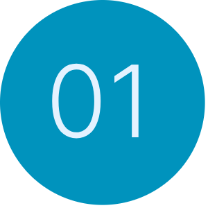 Blue circle with the number 01.