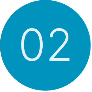 Blue circle with the number 02 in white.