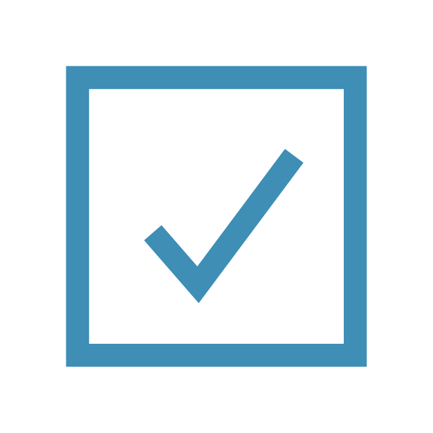 Blue checkmark in a square box.