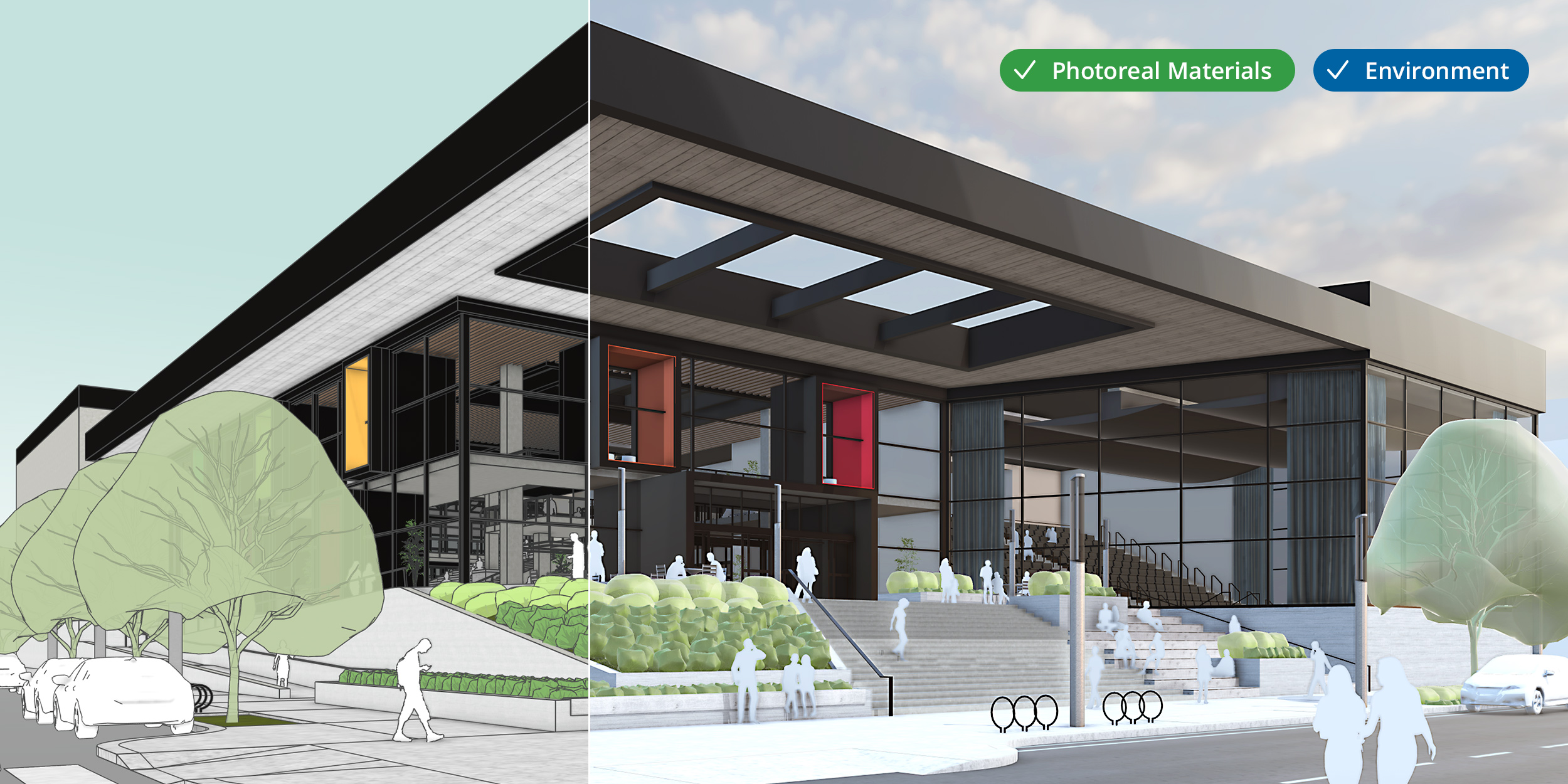 An architectural image of a building