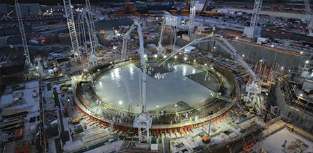 Image shows aerial image of Hinkley Point C during construction