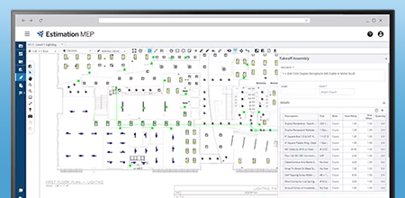 8 computer screens with Trimble estimating & takeoff products