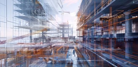 Construction worker onsite welding steel structure