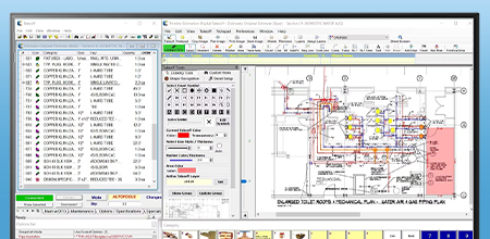 8 computer screens with Trimble estimating & takeoff products