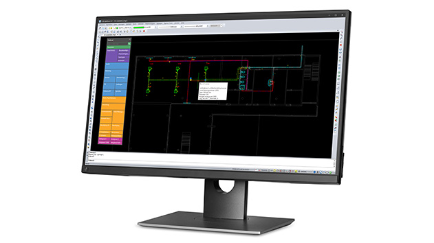 Software-omgeving van Stabicad LT met de overgang tussen een traditionele 2D-technische tekening en een BIM-module.