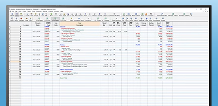 8 computer screens with Trimble estimating & takeoff products