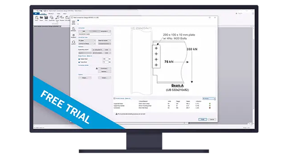Monitor showing Tekla Tedds free trial