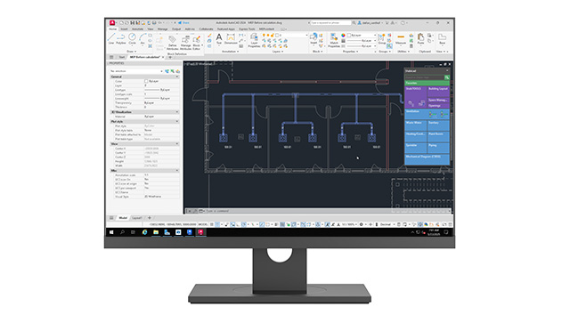 Screenshot van Stabicad for AutoCAD waarin een nauwkeurig technisch CAD-ontwerp en installatiemodel wordt getoond.