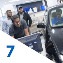 Students working on a car