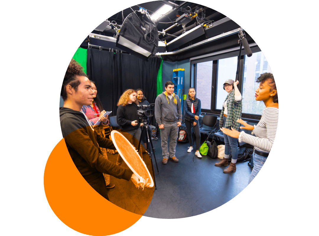 Students working on film.