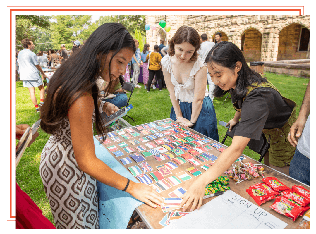 Students at an exciting campus event