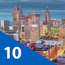 Detroit skyline at twilight