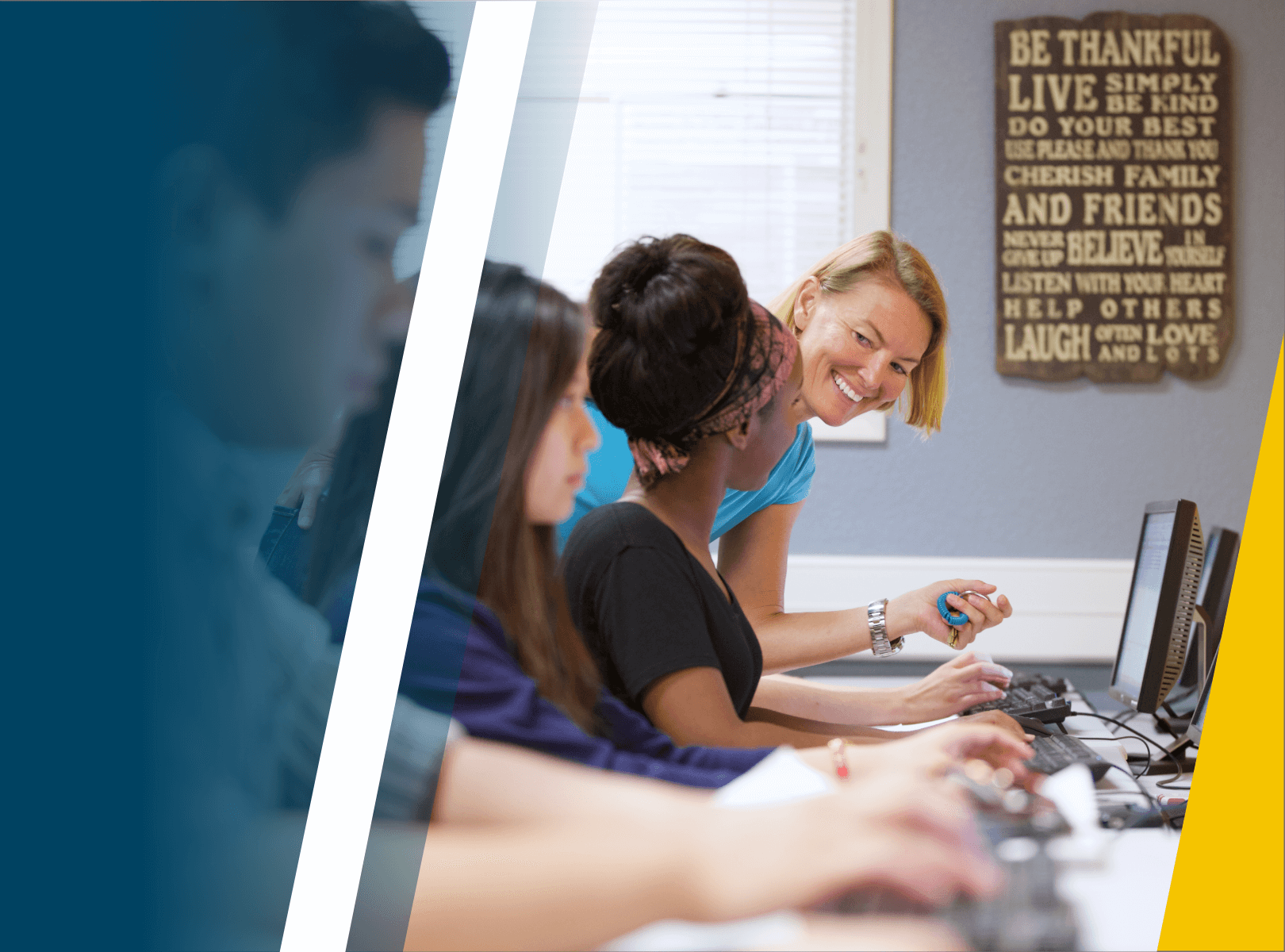 Students working on computers.