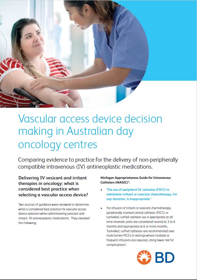 Vascular Access Device Decision Making in Australian Day Oncology Centres