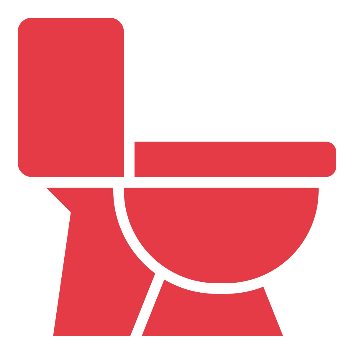 Red icon of a toilet.
