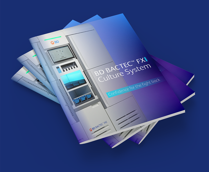 A stack of BD BACTEC FXI Culture System brochures