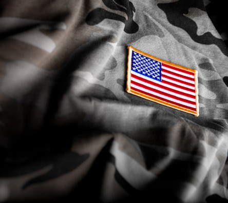 American flag patch on a military uniform