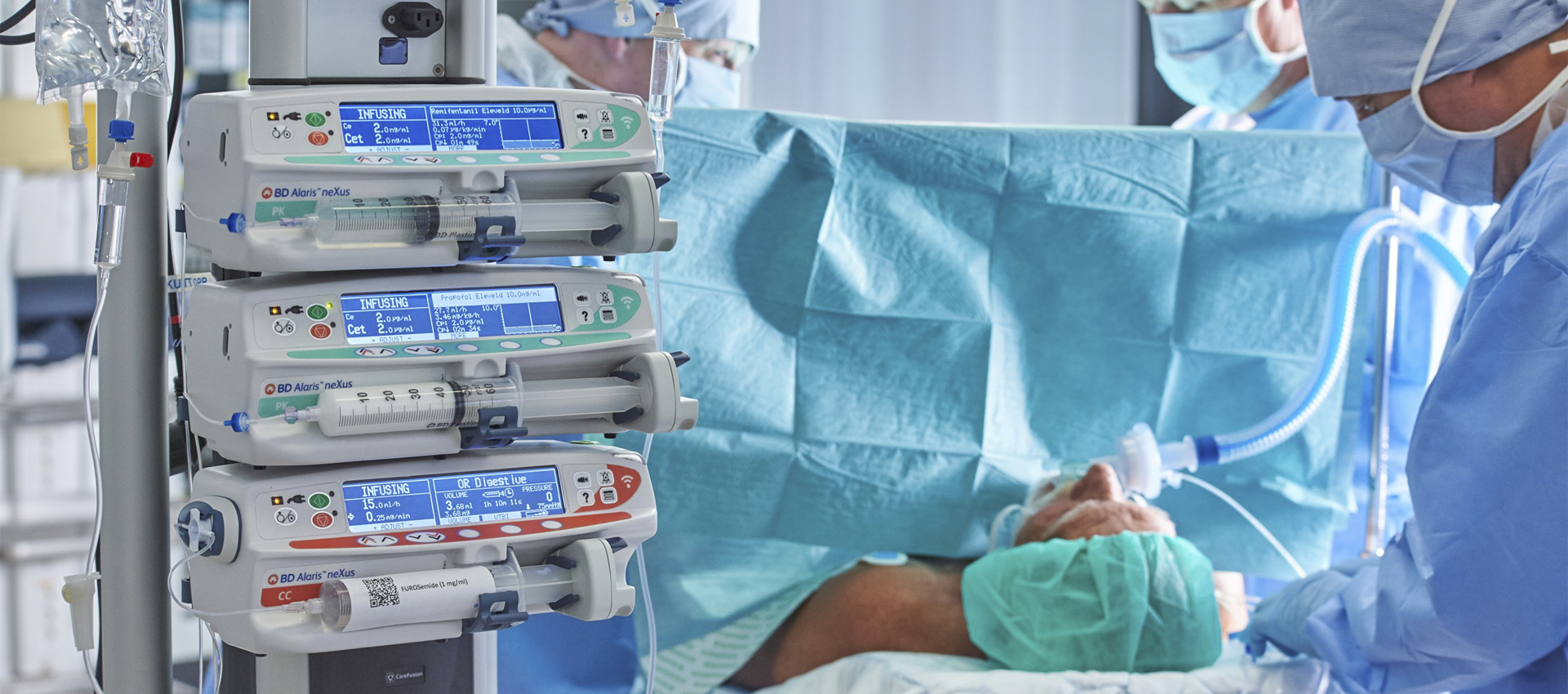 Patient on table with medical equipment