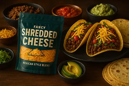 Shredded cheese pouch