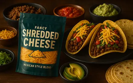 Shredded cheese pouch