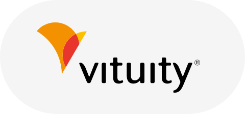 Vituity logo with tagline: At the heart of better care."
