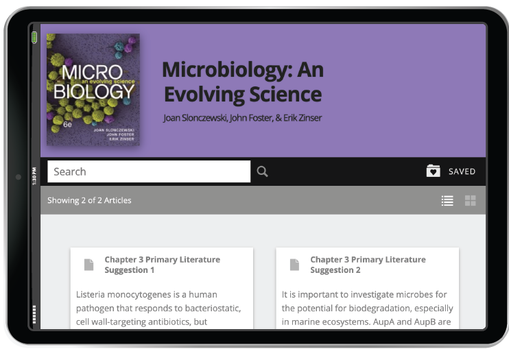 Norton Teaching Tools Landing page in iPad