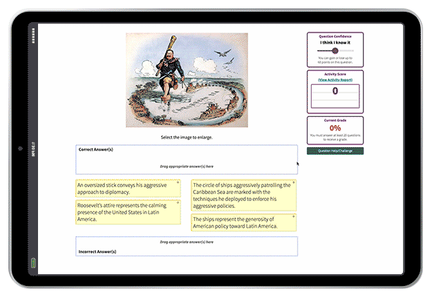 A GIF of a tablet displaying an InQuizitive question in action