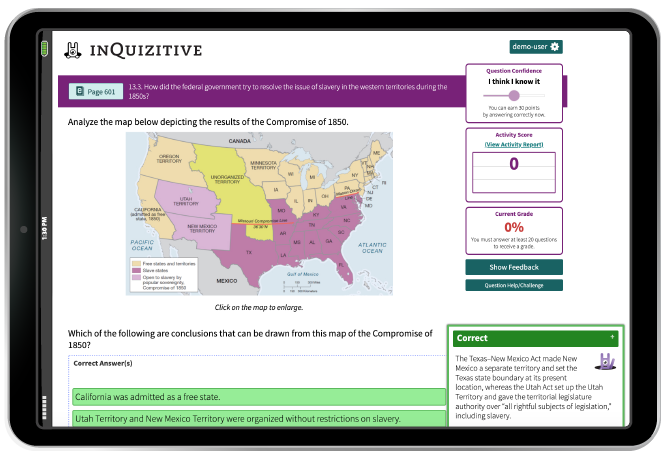 InQuizitive example in iPad