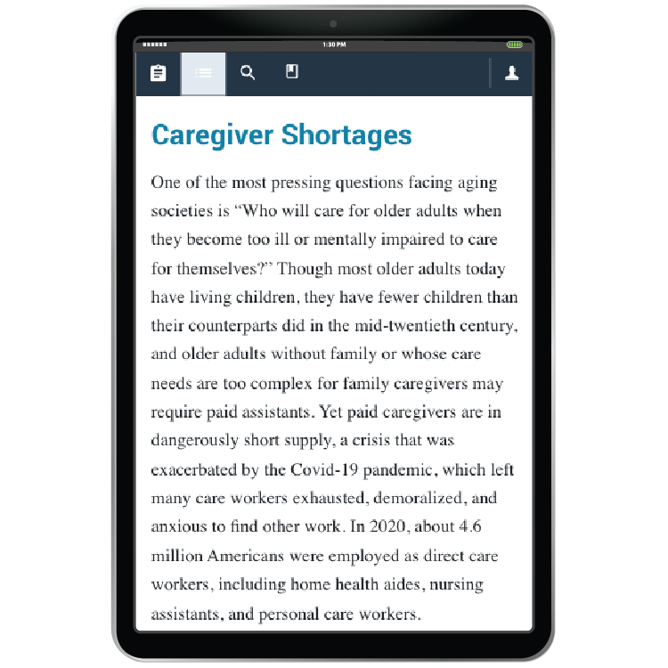 Charegiver Shortages information in iPad