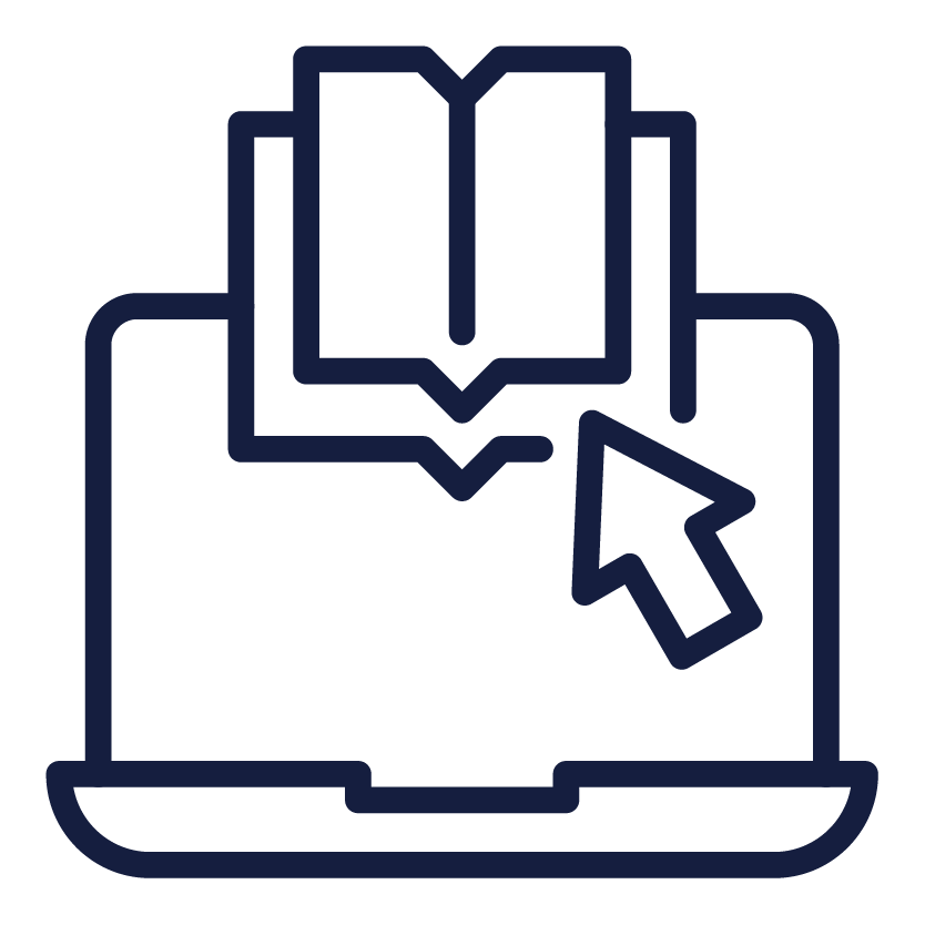 Laptop with book icon