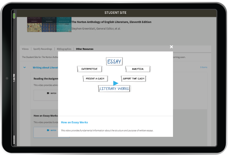 The Student screenshot in iPad