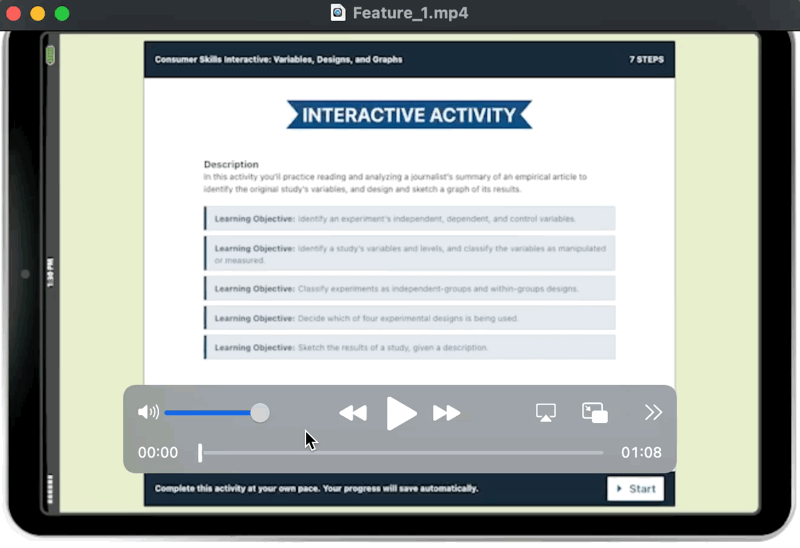 Customer Skills example in iPad