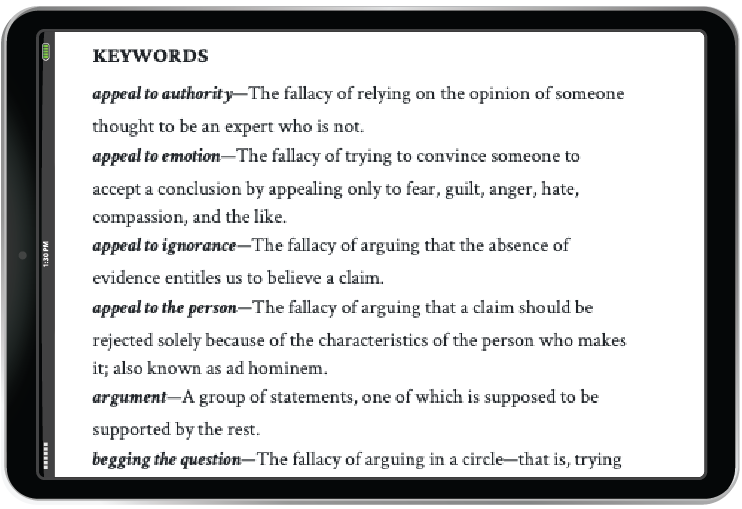 Keywords chapter in iPad