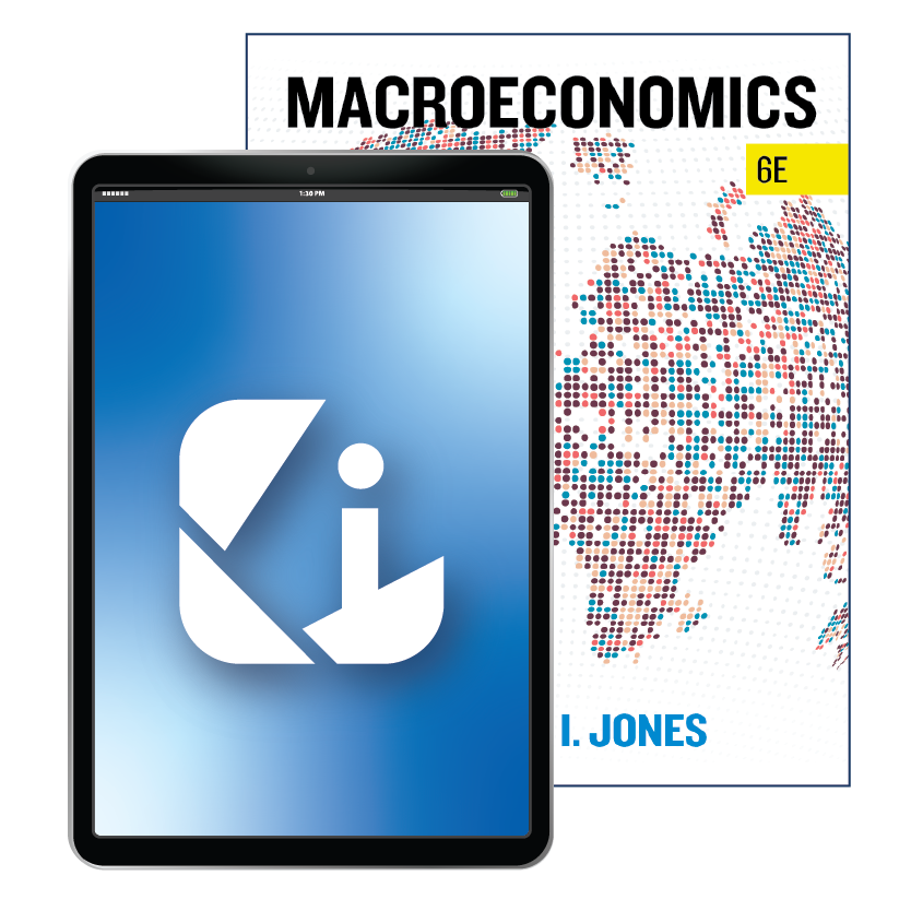 Macroeconomics Book Cover and Norton Illumine Ebook Logo in iPad