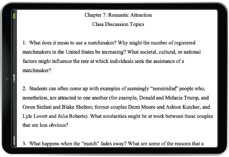 Class Discussion Topics example in iPad