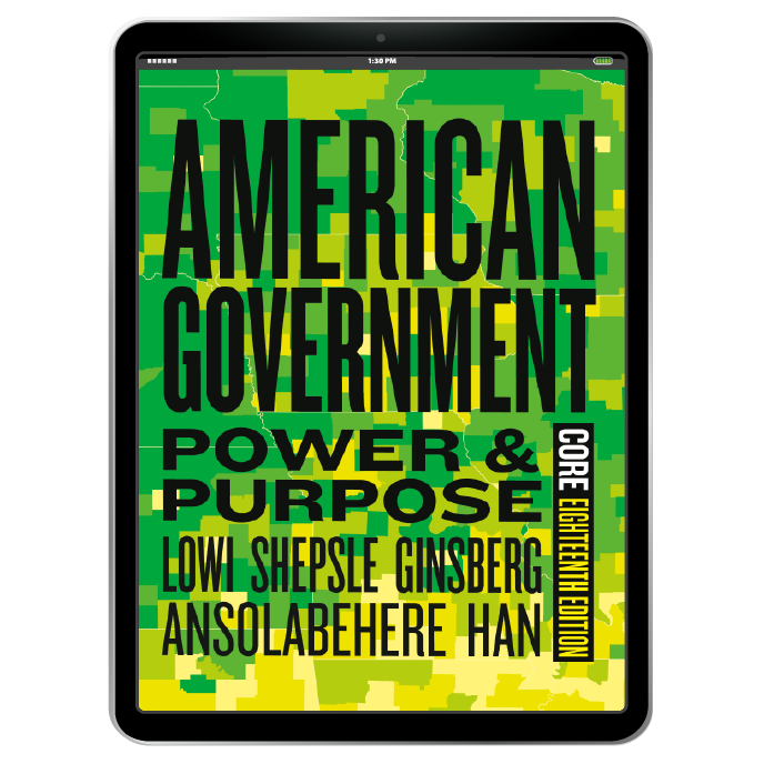 American Government: Power and Purpose core book cover in iPad