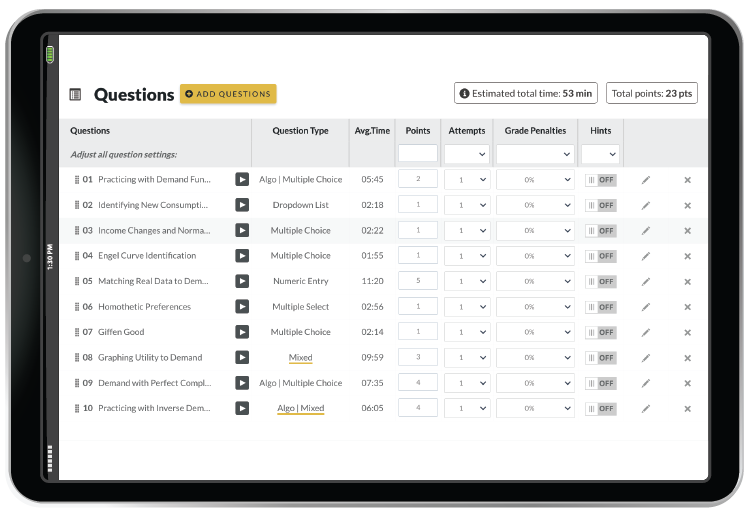 Norton Testmaker questions in ipad.