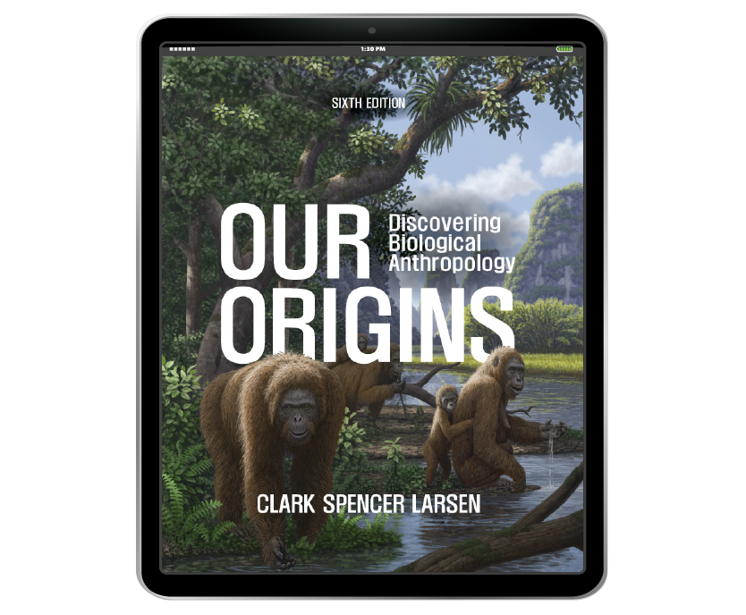 Our Origins book cover in iPad