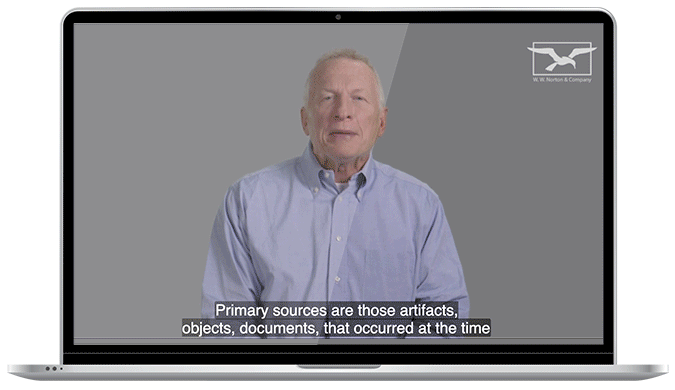 A GIF of a laptop displaying a Thinking Like a Historian exercise