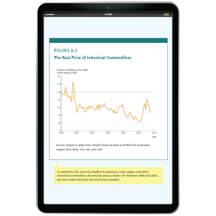 The Real Price of Industrial Commodities graphic in iPad