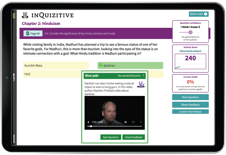 InQuizitive example in iPad