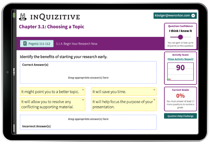 InQuizitive question in iPad