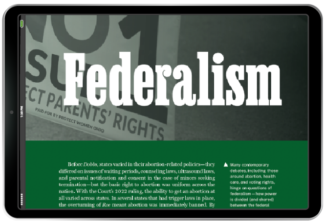 Federalism chapter opener in iPad